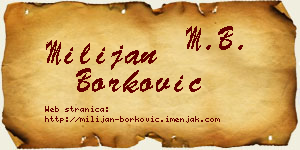 Milijan Borković vizit kartica
